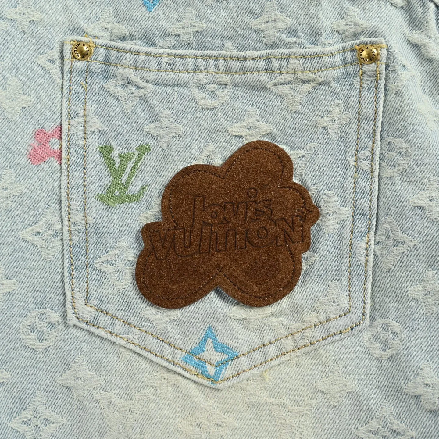 Louis Vuitton/Louis Vuitton Tyler joint style old flower jacquard embroidered jeans